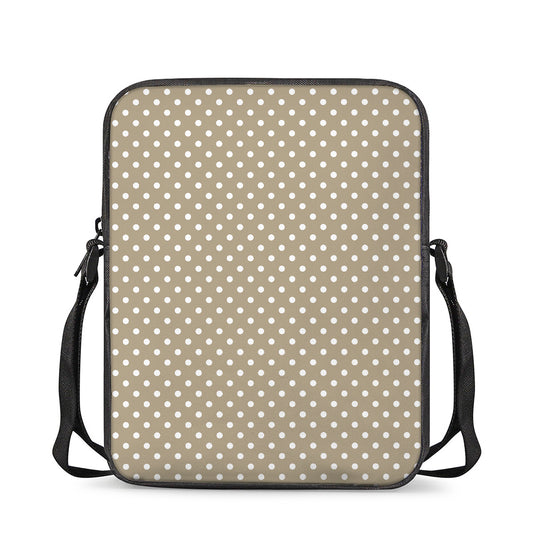 Beige And White Polka Dot Pattern Print Rectangular Crossbody Bag