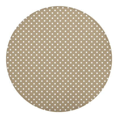 Beige And White Polka Dot Pattern Print Round Blanket