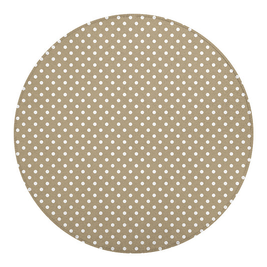 Beige And White Polka Dot Pattern Print Round Blanket