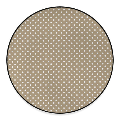 Beige And White Polka Dot Pattern Print Round Floor Mat