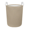 Beige And White Polka Dot Pattern Print Round Laundry Basket