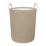Beige And White Polka Dot Pattern Print Round Laundry Basket