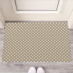 Beige And White Polka Dot Pattern Print Rubber Doormat