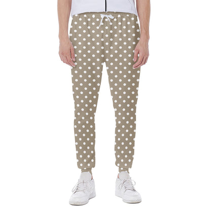 Beige And White Polka Dot Pattern Print Scuba Joggers