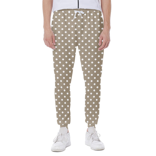 Beige And White Polka Dot Pattern Print Scuba Joggers