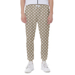 Beige And White Polka Dot Pattern Print Scuba Joggers