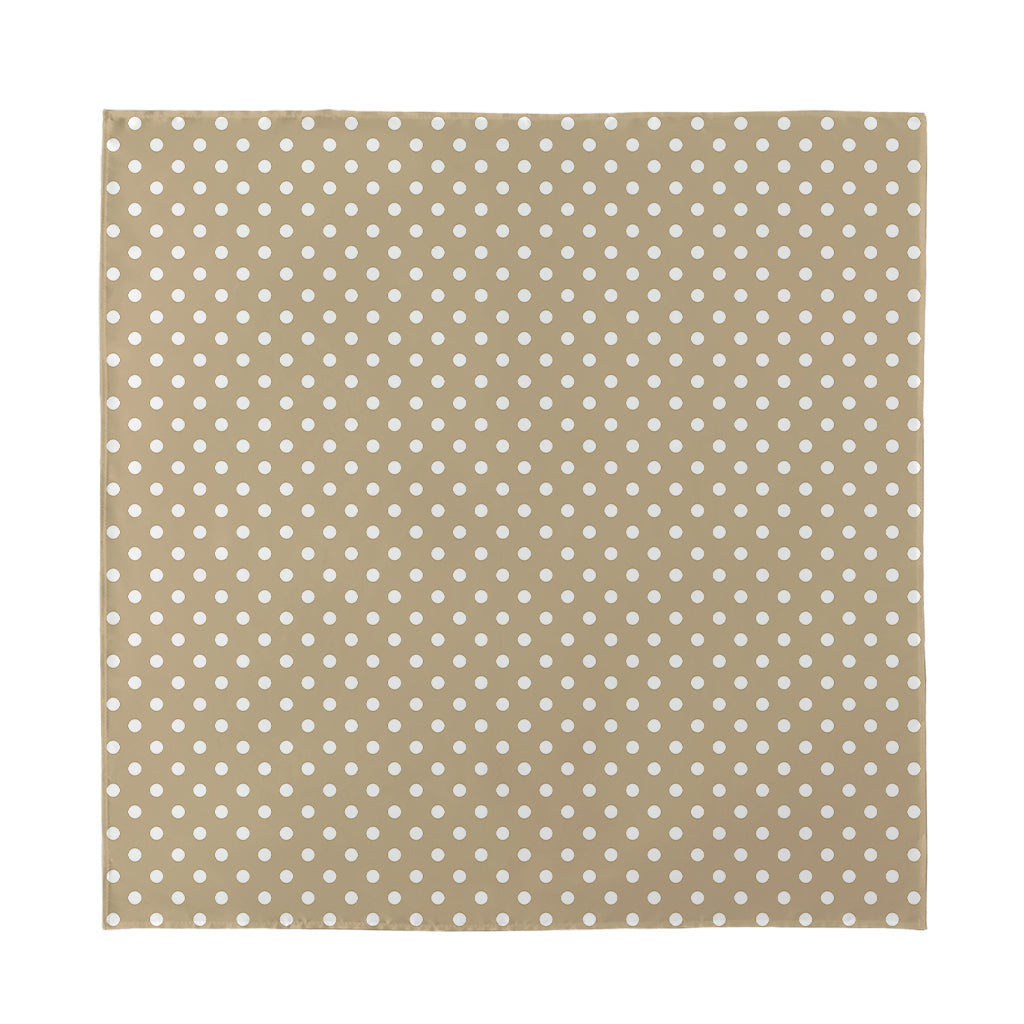 Beige And White Polka Dot Pattern Print Silk Bandana
