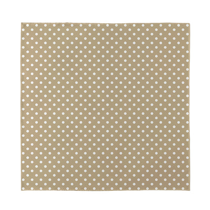 Beige And White Polka Dot Pattern Print Silk Bandana