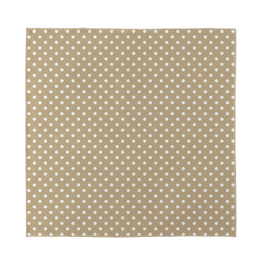 Beige And White Polka Dot Pattern Print Silk Bandana