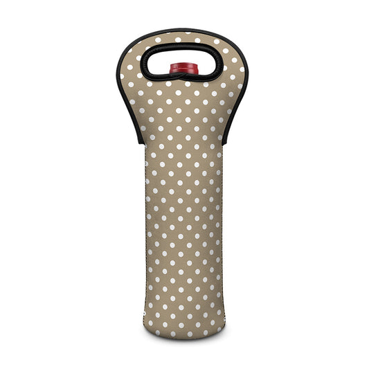 Beige And White Polka Dot Pattern Print Single Neoprene Wine Tote
