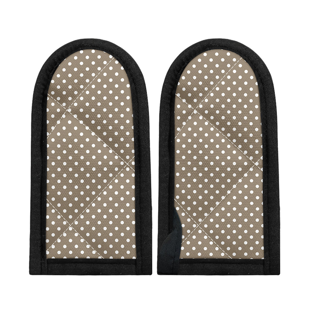 Beige And White Polka Dot Pattern Print Skillet Handle Cover
