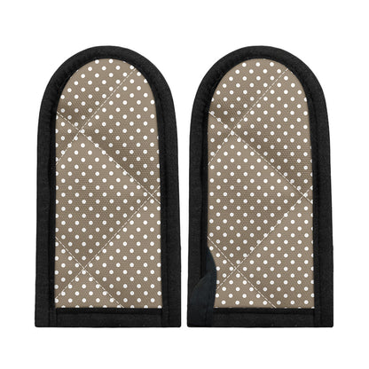 Beige And White Polka Dot Pattern Print Skillet Handle Cover