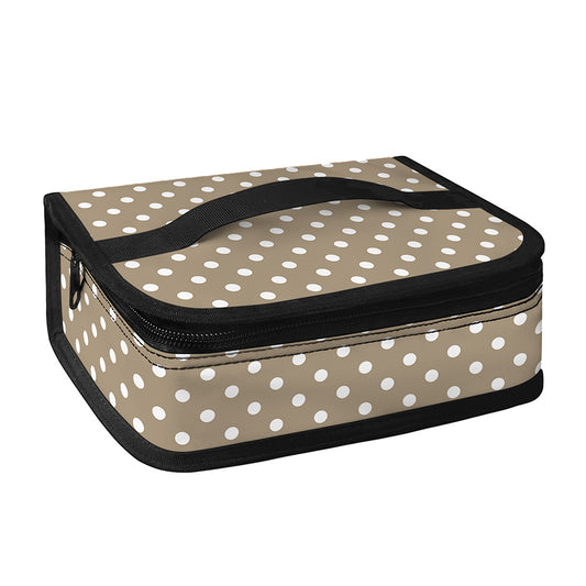 Beige And White Polka Dot Pattern Print Small Lunch Bag