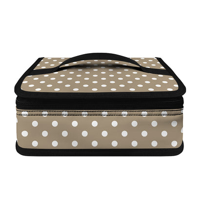 Beige And White Polka Dot Pattern Print Small Lunch Bag