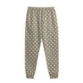 Beige And White Polka Dot Pattern Print Sweatpants