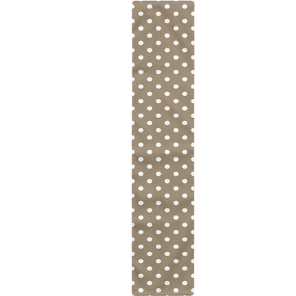 Beige And White Polka Dot Pattern Print Table Runner