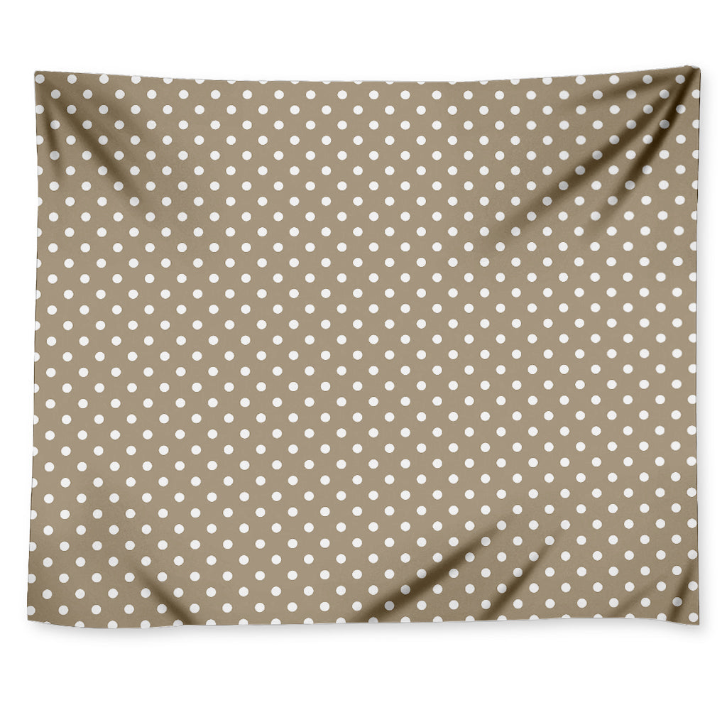 Beige And White Polka Dot Pattern Print Tapestry