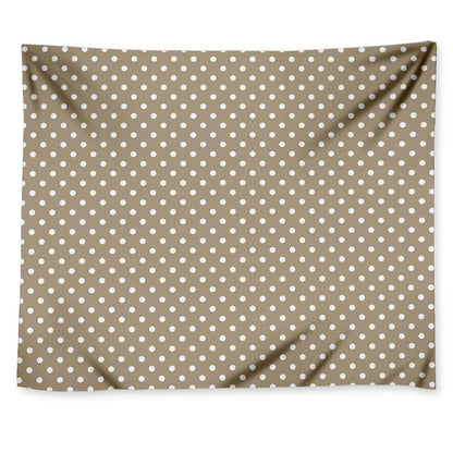 Beige And White Polka Dot Pattern Print Tapestry