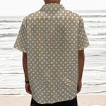 Beige And White Polka Dot Pattern Print Textured Short Sleeve Shirt