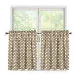 Beige And White Polka Dot Pattern Print Tier Curtains
