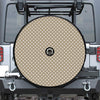 Beige And White Polka Dot Pattern Print Tire Cover With Camera Hole