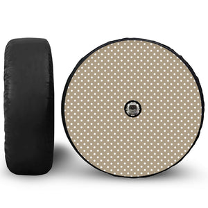 Beige And White Polka Dot Pattern Print Tire Cover With Camera Hole