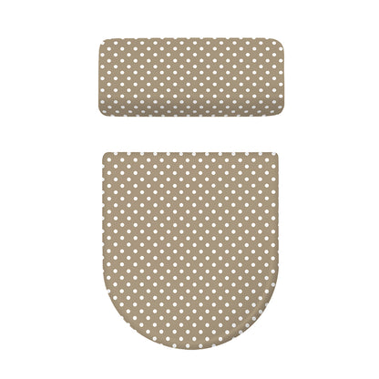 Beige And White Polka Dot Pattern Print Toilet Lid And Tank Cover Set