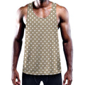 Beige And White Polka Dot Pattern Print Men's Workout Tank Top
