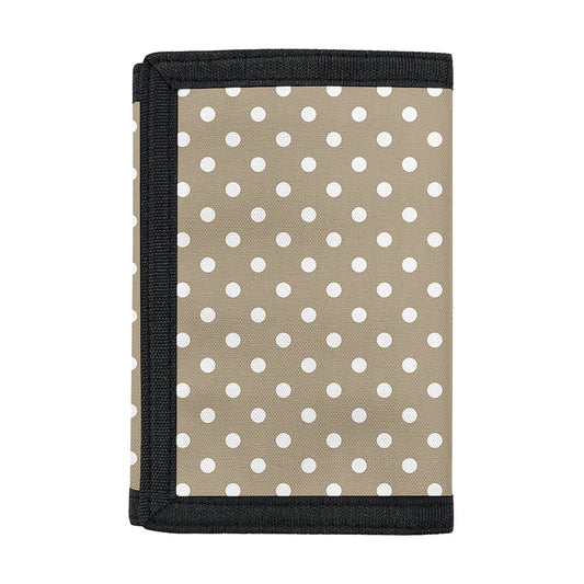 Beige And White Polka Dot Pattern Print Trifold Wallet