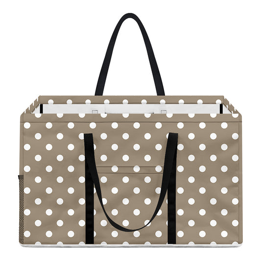 Beige And White Polka Dot Pattern Print Utility Tote Bag