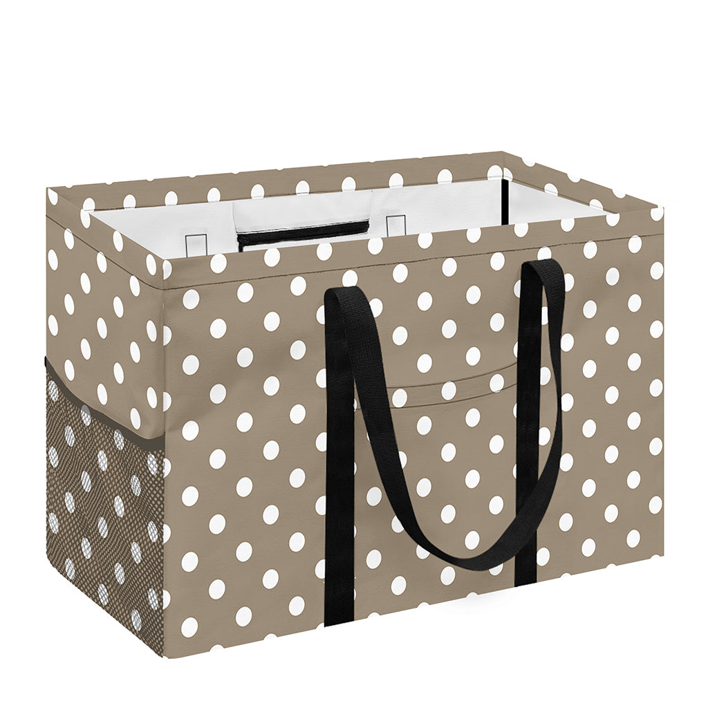 Beige And White Polka Dot Pattern Print Utility Tote Bag