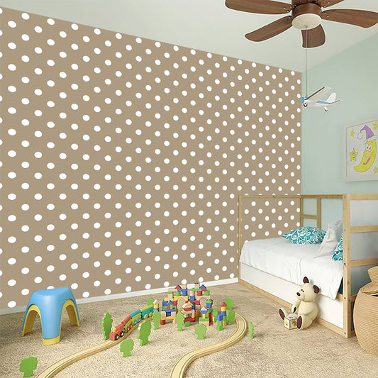 Beige And White Polka Dot Pattern Print Wall Sticker