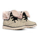 Beige And White Polka Dot Pattern Print Winter Boots