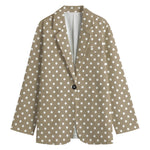 Beige And White Polka Dot Pattern Print Women's Blazer