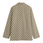 Beige And White Polka Dot Pattern Print Women's Blazer