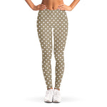 Beige And White Polka Dot Pattern Print Women's Leggings
