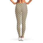 Beige And White Polka Dot Pattern Print Women's Leggings