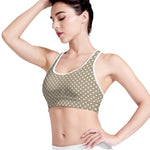 Beige And White Polka Dot Pattern Print Women's Sports Bra