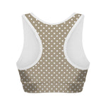 Beige And White Polka Dot Pattern Print Women's Sports Bra