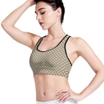 Beige And White Polka Dot Pattern Print Women's Sports Bra