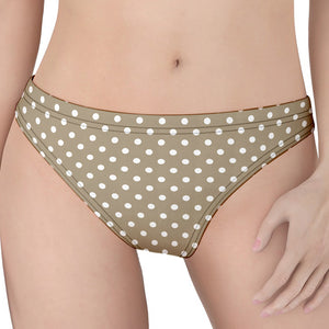 Beige And White Polka Dot Pattern Print Women's Thong