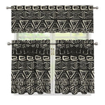 Beige Aztec Pattern Print 3 Piece Kitchen Curtains