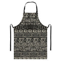 Beige Aztec Pattern Print Bib Apron With Pocket