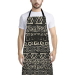 Beige Aztec Pattern Print Bib Apron With Pocket