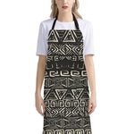 Beige Aztec Pattern Print Bib Apron With Pocket