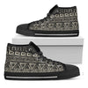 Beige Aztec Pattern Print Black High Top Sneakers