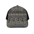 Beige Aztec Pattern Print Black Mesh Trucker Hat