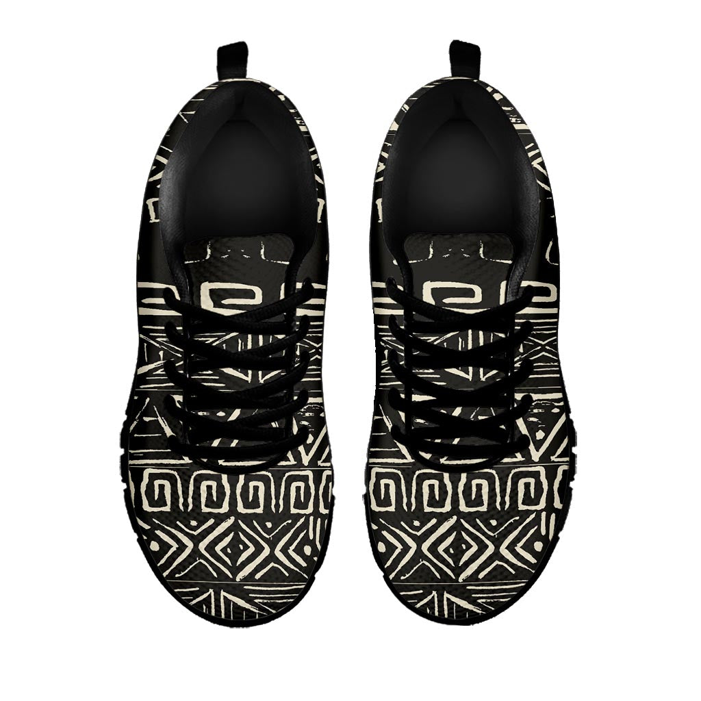 Beige Aztec Pattern Print Black Running Shoes