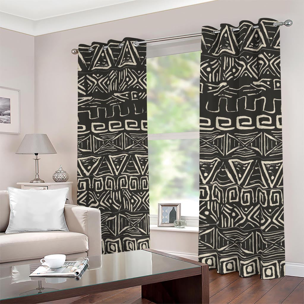 Beige Aztec Pattern Print Blackout Grommet Curtains