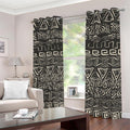 Beige Aztec Pattern Print Dimout Grommet Curtains